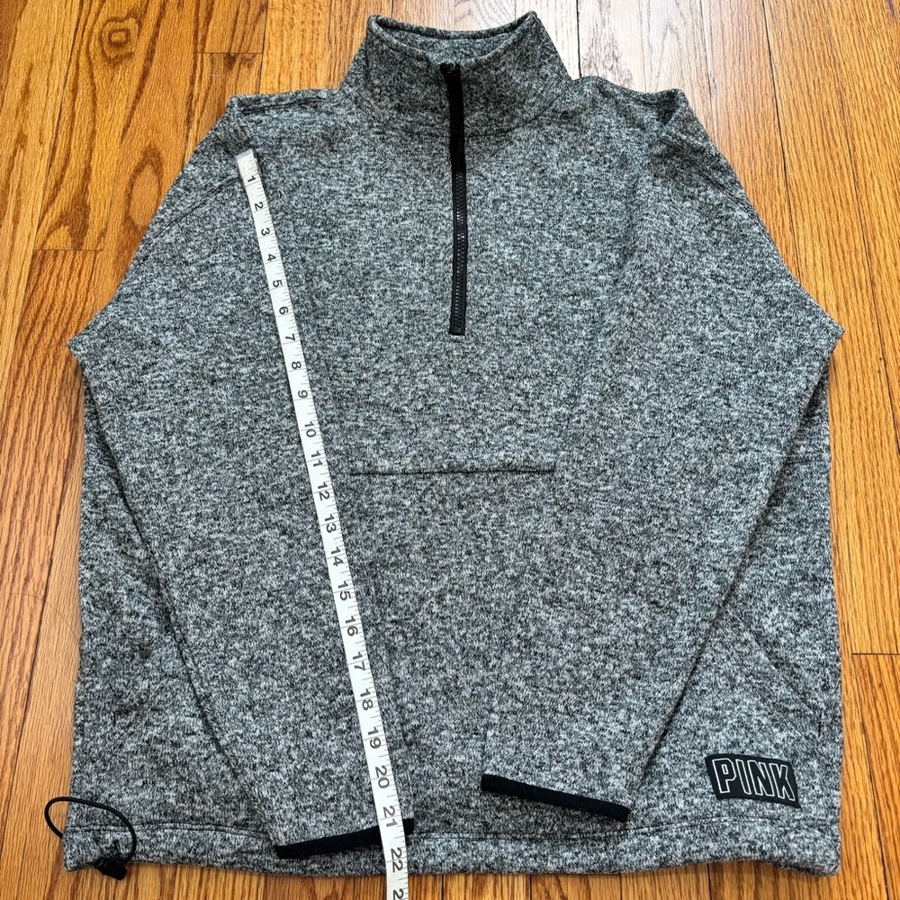 PINK Victoria's Secret oversize gray 1/3 Zip mock Neck slouchy knit sweatshirt S - Picture 15 of 16
